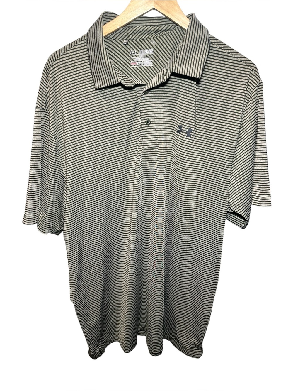 Under Armour Golf Polo Shirt Striped Performance Stretch Loose Fit Heatgear XXL